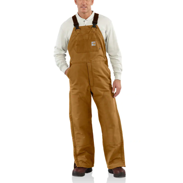 Carhartt Quilt-Lined FR Duck Bib Overall in Carhartt Brown